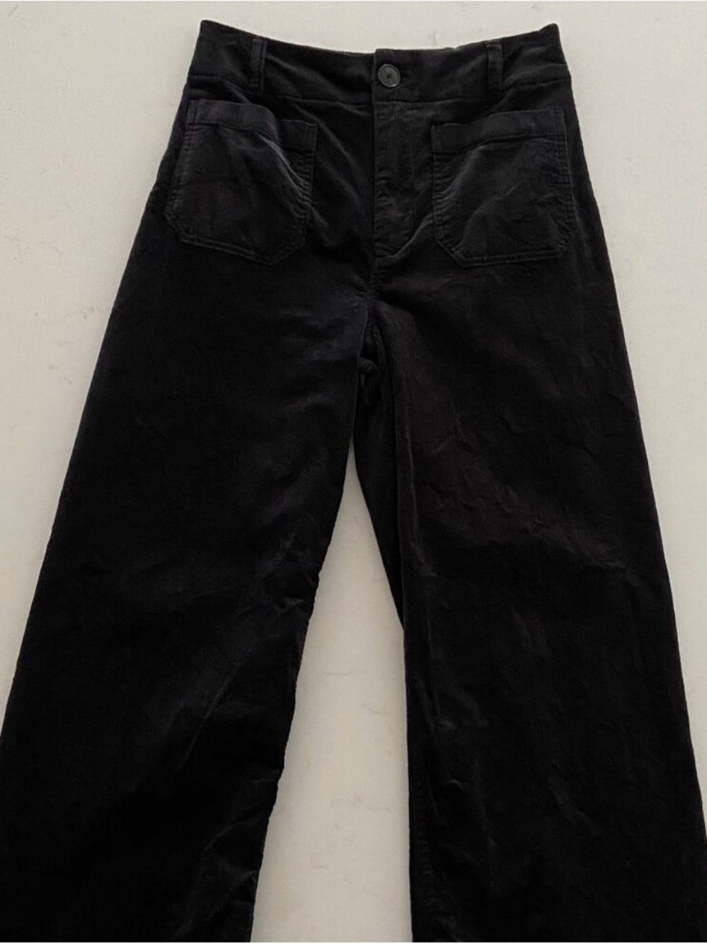 MAEVE The Colette Corduroy Standard
Crop Wide-Leg Black Pants